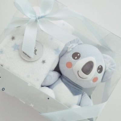 Conjunto de Manta e Peluche para Bebé Koala Azul