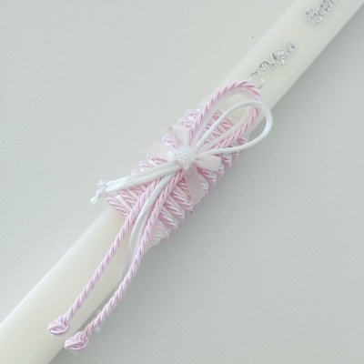 Vela Batismo Quadrada Rosa