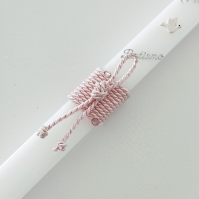 Vela Batismo Quadrada Rosa