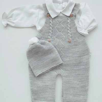 Conjunto em malha para bebé Cinza