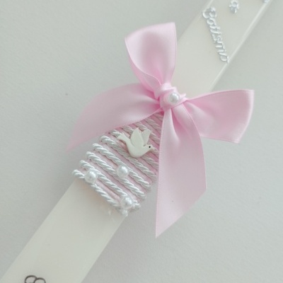 Vela Batismo Quadrada Rosa