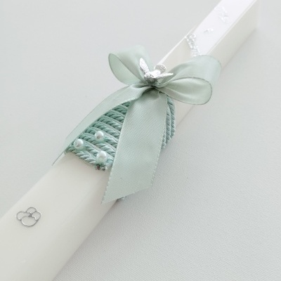 Vela Batismo Quadrada Verde água