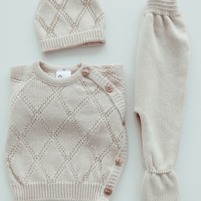 Conjunto em Malha para Bebé 3 Peças Conjunto em Malha para Bebé 3 Peças