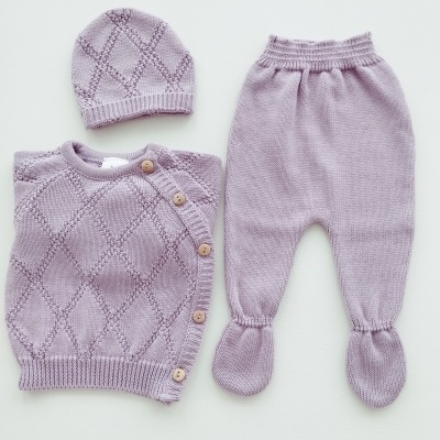 Conjunto em Malha para Bebé   3 Peças