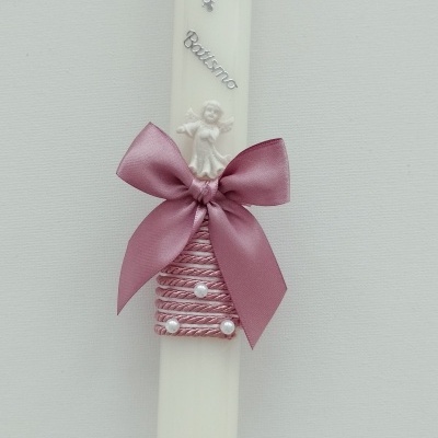 Vela Batismo Redonda Rosa Velho