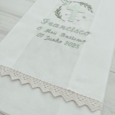 Toalha de Batismo em Linho Personalizada