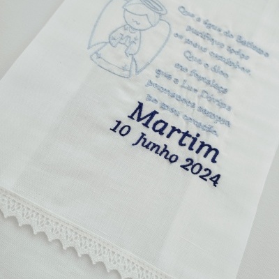 Toalha de Batismo em Linho Personalizada