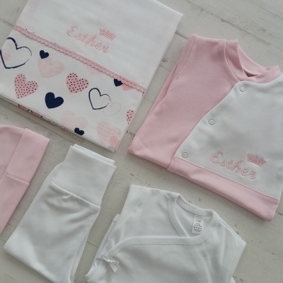 Conjunto Primeira Roupinha Personalizado Rosa Bebé