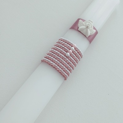 Vela Batismo Oval Rosa Velho