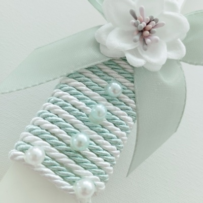 Vela Batismo Quadrada Verde Água