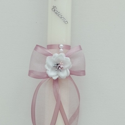 Vela Batismo Redonda Rosa Velho