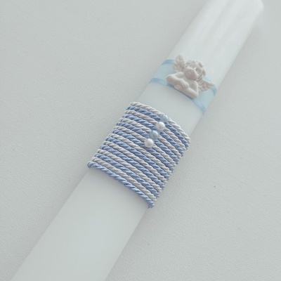 Vela Batismo Oval Azul