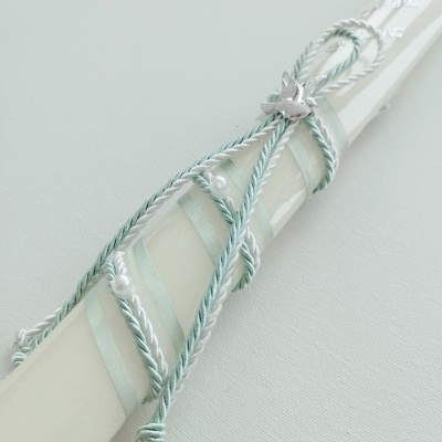 Vela Batismo Oval Verde Água