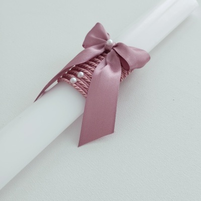 Vela Batismo Oval Rosa Velho