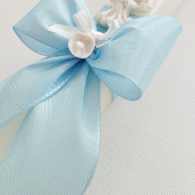 Vela Batismo Quadrada Azul