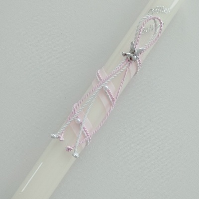 Vela Batismo Redonda Rosa Bebé