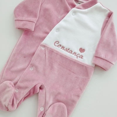 Conjunto Primeira Roupinha Personalizado Rosa velho