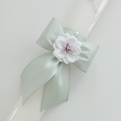 Vela Batismo Oval Verde Água