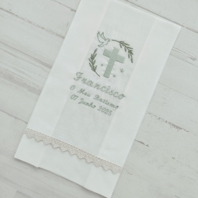 Toalha de Batismo em Linho Personalizada