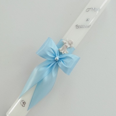 Vela Batismo Redonda Azul