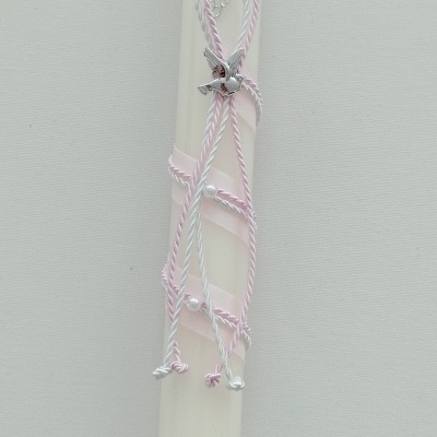 Vela Batismo Redonda Rosa Bebé