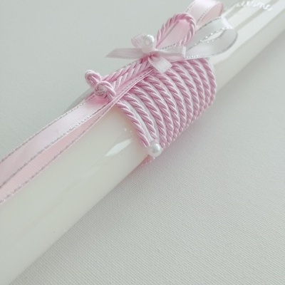 Vela Batismo Redonda Rosa Bebé