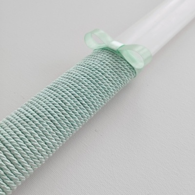 Vela Batismo Oval Verde Água