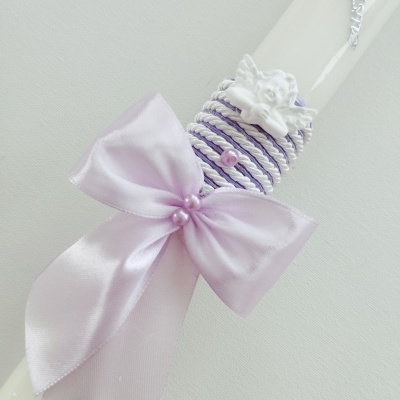 Vela Batismo Redonda Lilás