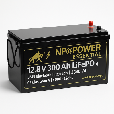 NP@POWER Essencial – 12V 300Ah LiFePO₄ (Sem Bluetooth)