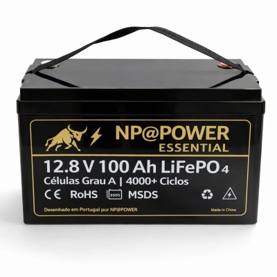 NP@POWER Essencial 12V 100Ah LiFePO₄ – Sem Bluetooth