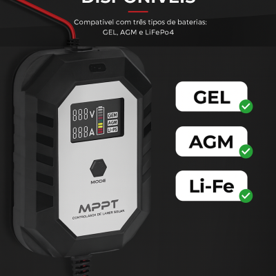 Controlador Solar MPPT 10A 12V Essential – Display LCD