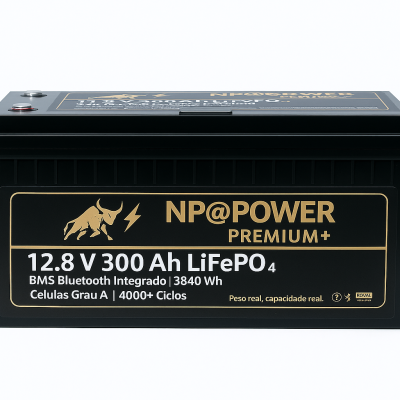 Bateria de Lítio LiFePO₄ NP@POWER Premium 12V 300Ah – com APP e Visor Digital