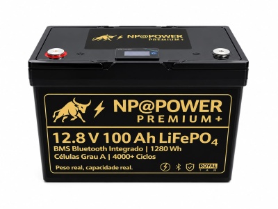 Bateria LiFePO₄ NP@POWER Premium 12V 100Ah Bluetooth + Visor LCD