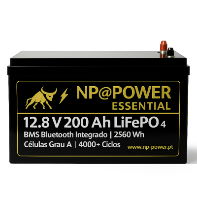 NP@POWER Essencial – 12V 200Ah LiFePO₄ (Sem Bluetooth)