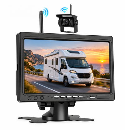 Kit Câmara Traseira Sem Fios 1080P com Monitor 7" e Deteção de Ângulo Morto