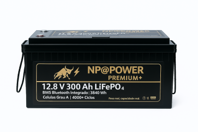 Bateria de Lítio LiFePO₄ NP@POWER Premium 12V 300Ah – com APP e Visor Digital