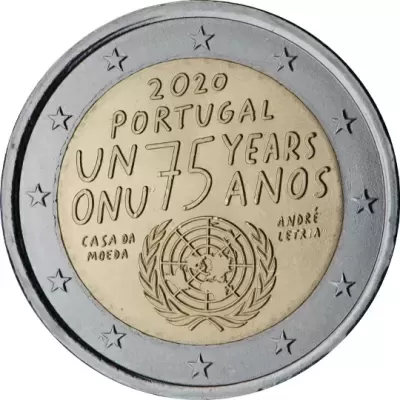 Portugal 2 euro 2020  75.º aniversário das Nações Unidas
