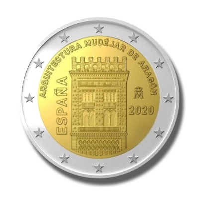 Espanha 2 euro 2020 Arquitetura Mudejar de Aragon