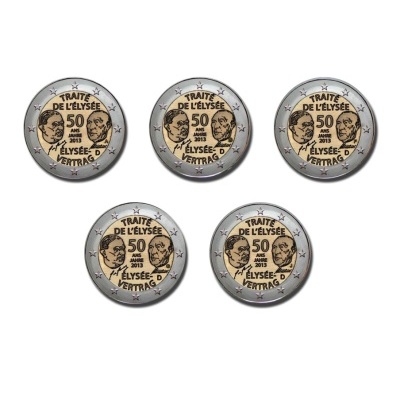 Alemanha 2 euro 2013 Tratado do Eliseu (5 moedas)