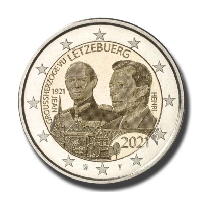 Luxemburgo 2 euro 2021  100.º aniversário do Grão‑Duque Jean Foto