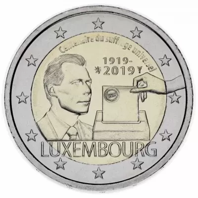 Luxemburgo 2 euro 2019  Centenário do sufrágio universal
