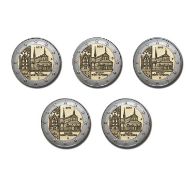 Alemanha 2 euro 2013 Baden‑Württemberg (5 moedas)