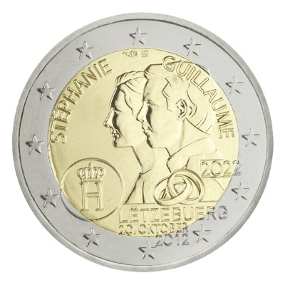Luxemburgo 2 euro 2022  Casamento do grão‑duque Guillaume e da grã‑duquesa Stephanie