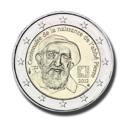 França 2 euro 2012 Nascimento Abbe Pierre