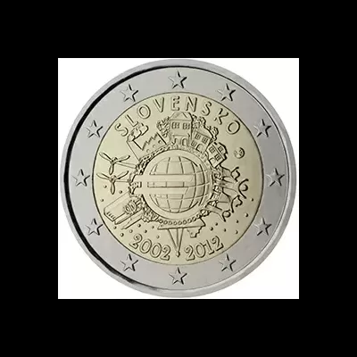 Eslovaquia 2 euro TYE 10 anos do euro 2012