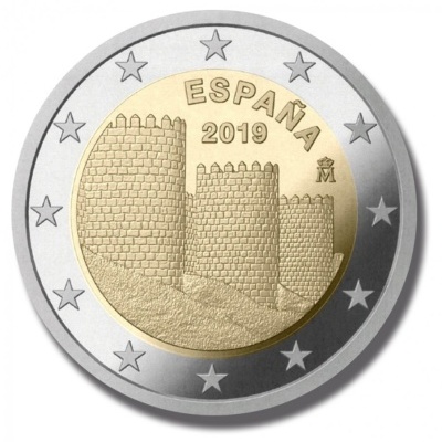 Espanha 2 euro 2019  Cidade velha de Ávila