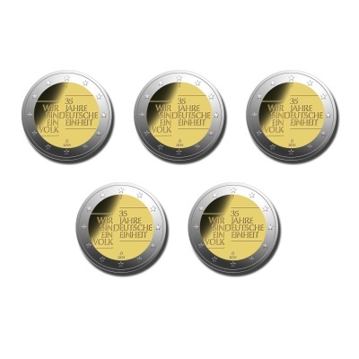 Alemanha 2 euro 2025  Reunificação (5 moedas)