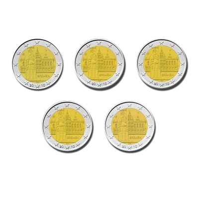 Alemanha 2 euro 2010 Bremen (5 moedas)