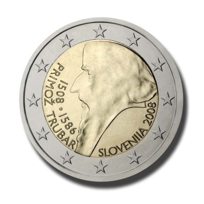 Eslovénia 2 euro 2008 500 anos do nascimento de Primoz Trubar