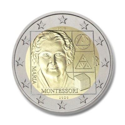 Itália 2 euro 2020 Aniversário nascimento Maria Montessori